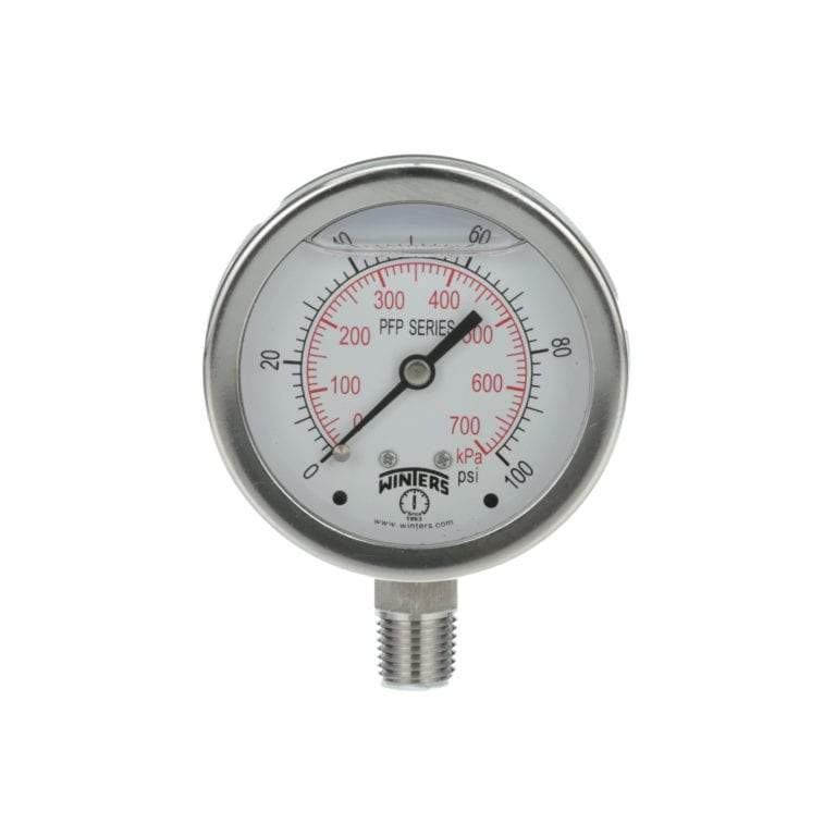 WINTERS PFP SERIES PREMIUM STAINLESS STEEL LIQUID FILLED PRESSURE GAUGE