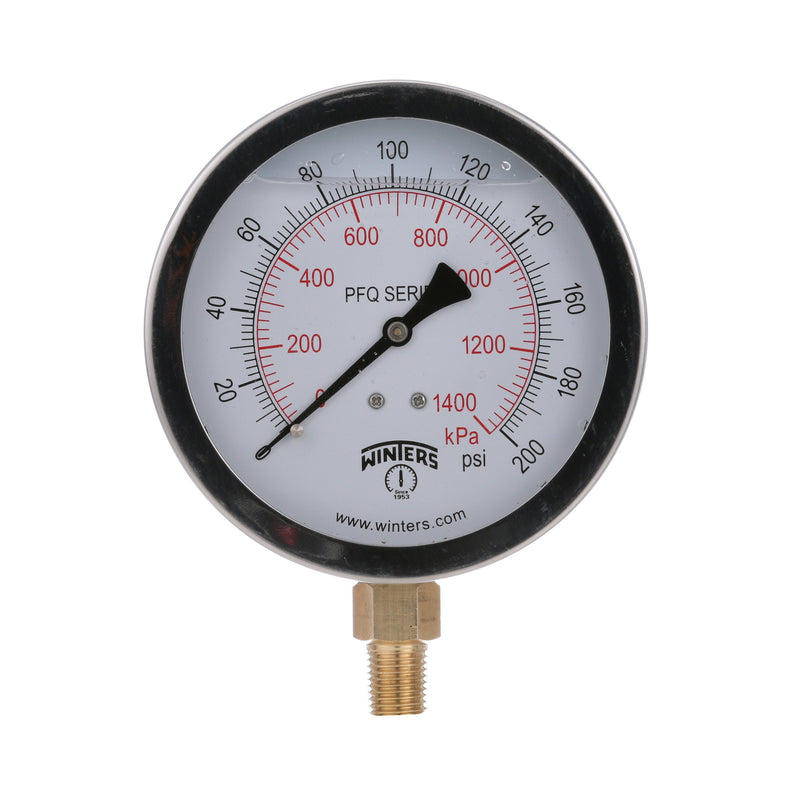 WINTERS PFQ SERIES STAINLESS STEEL LIQUID FILLED PRESSURE GAUGE